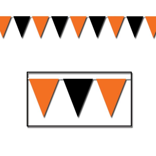 Orange and Black Outdoor Pennant Banner 30 ft