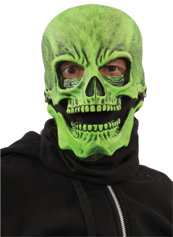 UV Green Glow Sock Skull Latex Mask