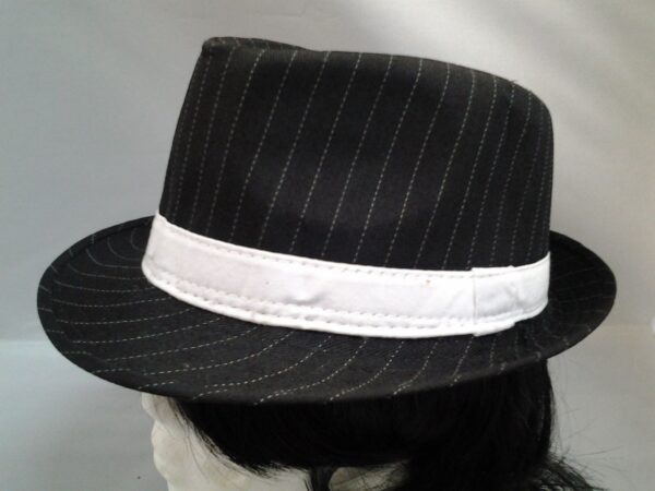 Black with White Pinstripe Fedora hat