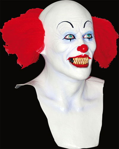 Full Face Horror Clown Mask - Creepy Broken Soul Costume Prop For