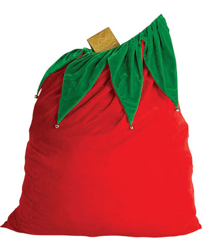 Velvet Santa Bag with Bells