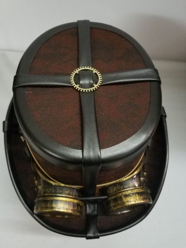 Steampunk Top Hat With Faux Leather Band and Goggles