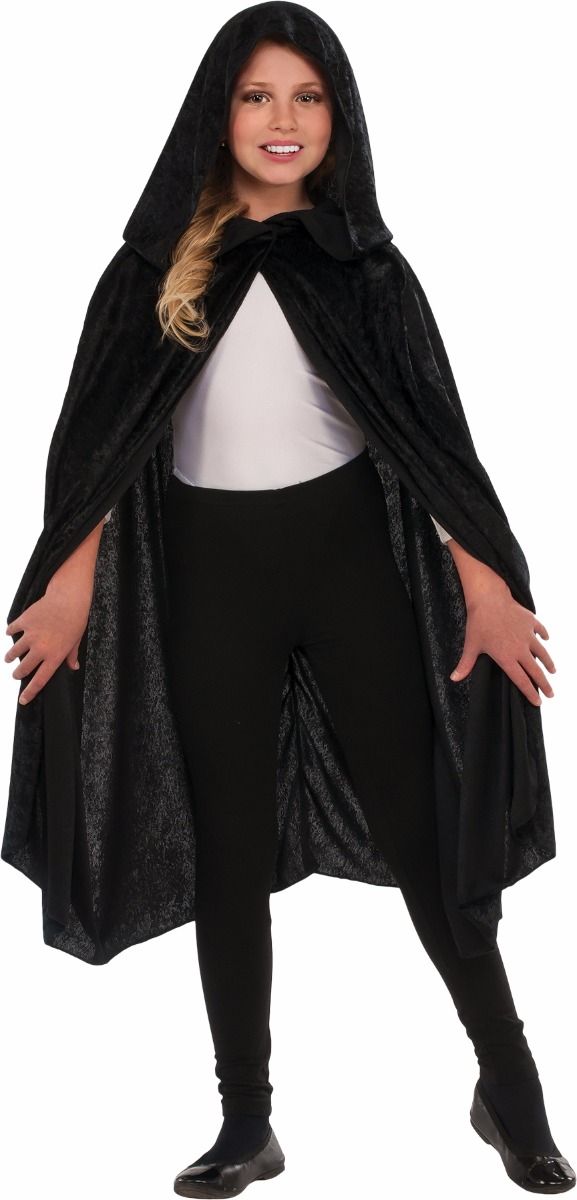 Child Size 36" Hooded Black Cape