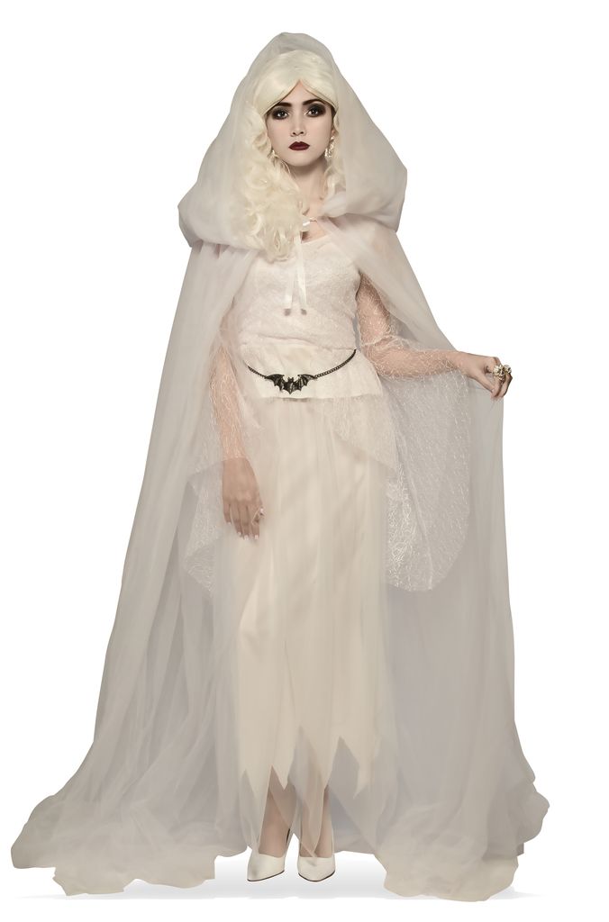 White Sheer Hooded Cape Screamers Costumes