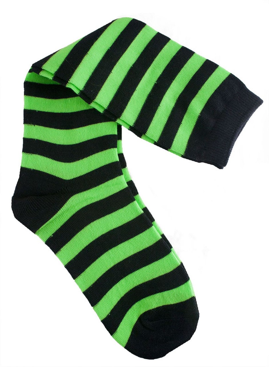 Black and Green Striped Socks