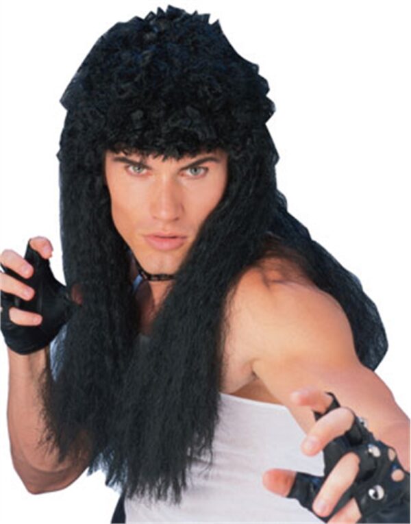 Curly 80's Hair Long Mullet Wig - Black