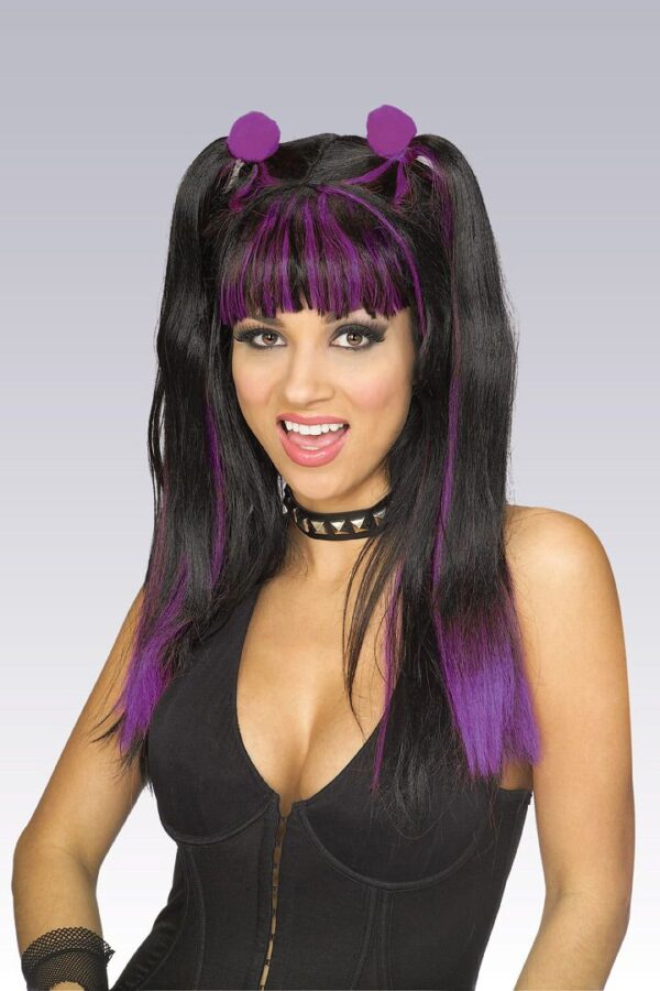 Dark Purple Goth Cheerleader Wig