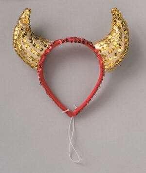 Red and Gold Sequin Devil Horns on Headband