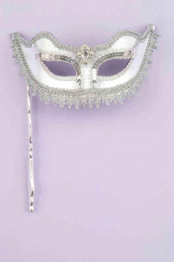 Venetian Mask on a Stick White