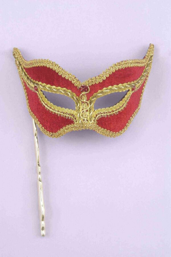 Venetian Mask on a Stick Red