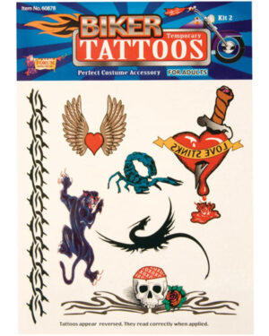 Biker Temporary Tattoos - Screamers Costumes