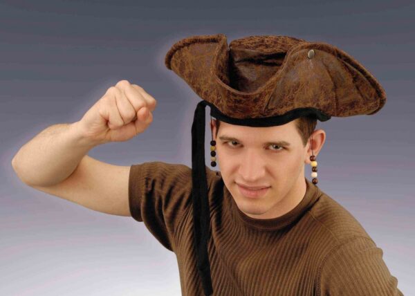Brown Pirate Hat with Beads