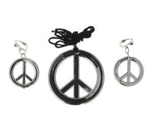 Peace Sign Necklace and Earrings Set