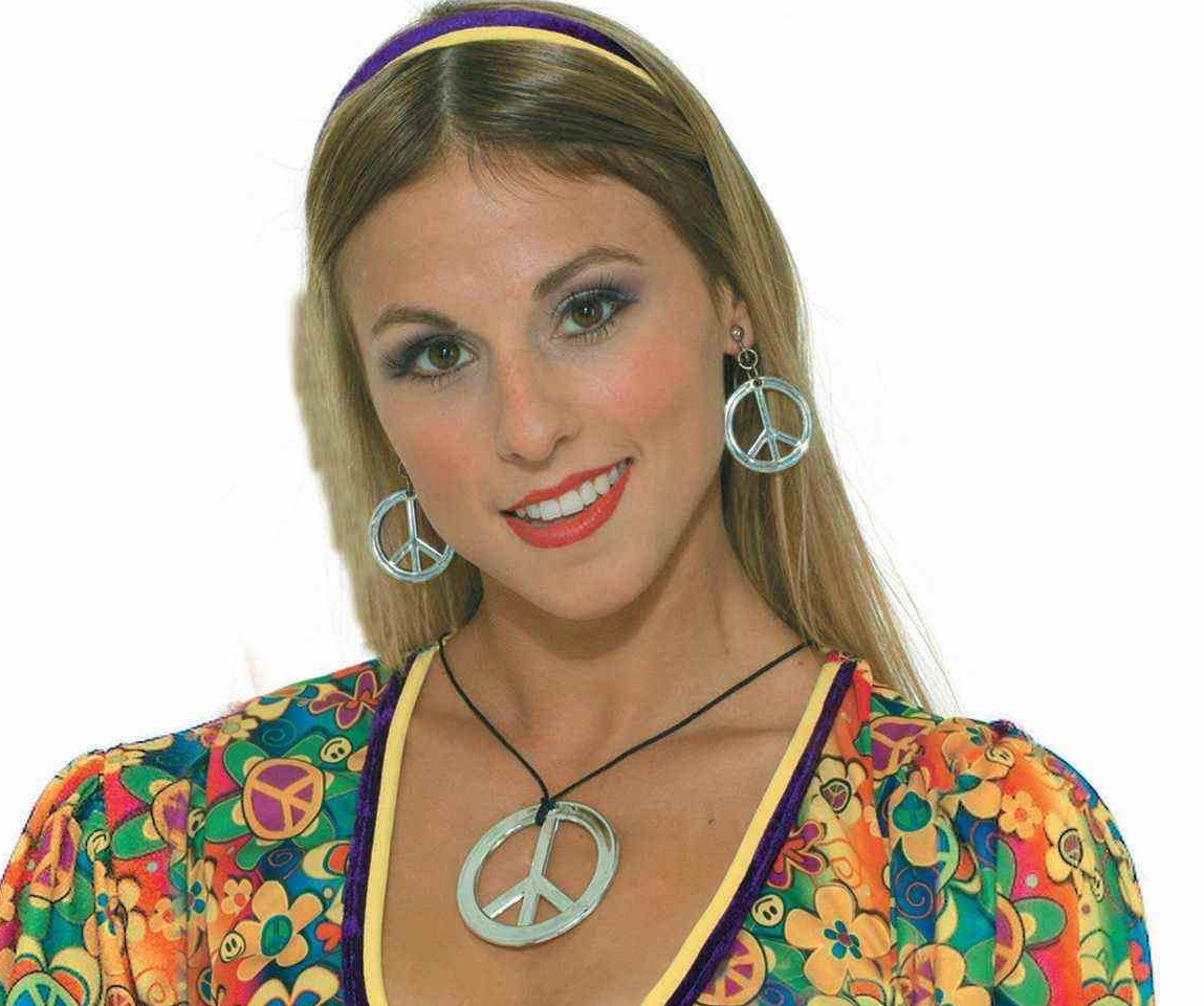 Peace Sign Necklace and Earrings Set