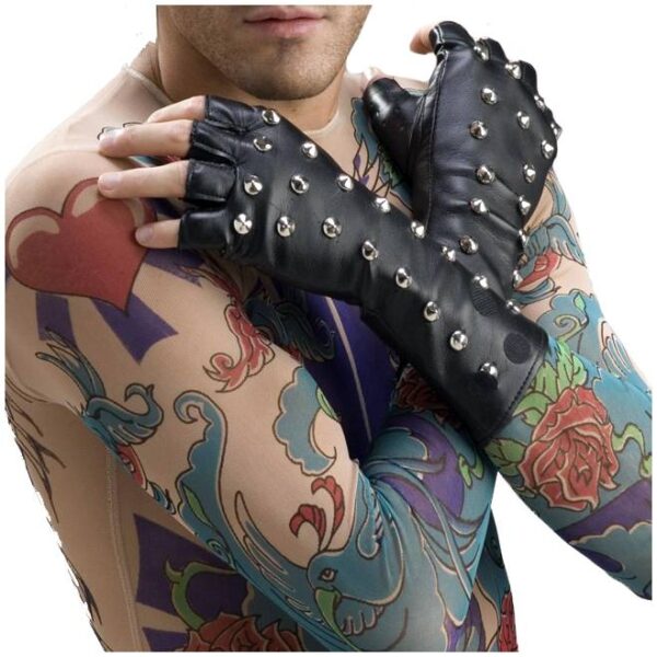 Long Studded Fingerless Gloves