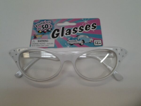 50's Rhinestone Glasses White
