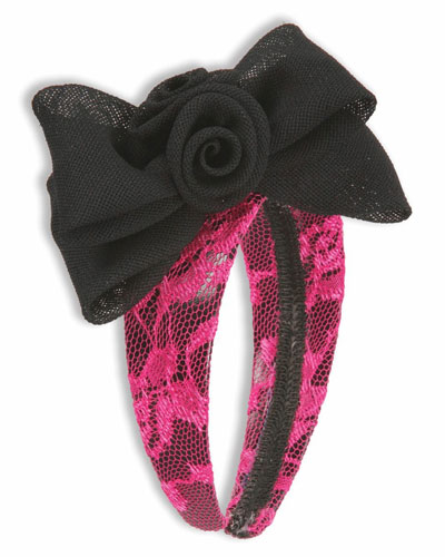 Lacey Bow 80's Headband Pink