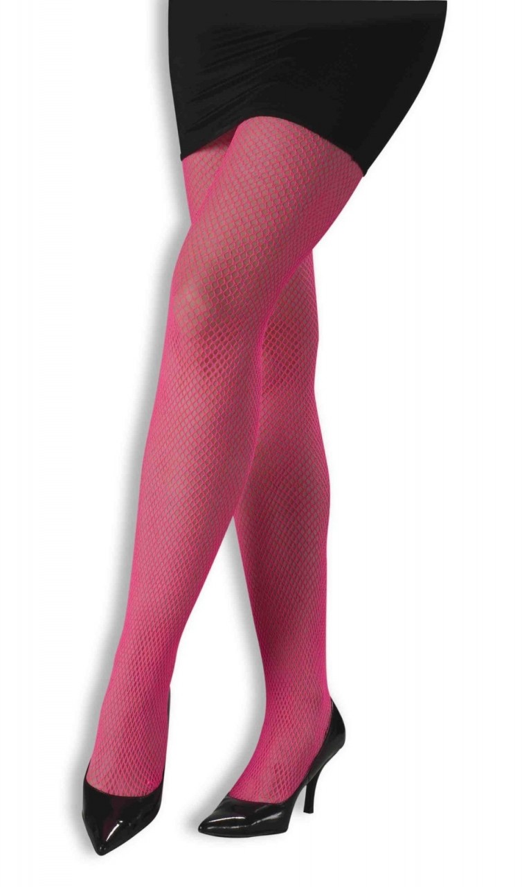 Neon Pink Adult Size Fishnet Tights