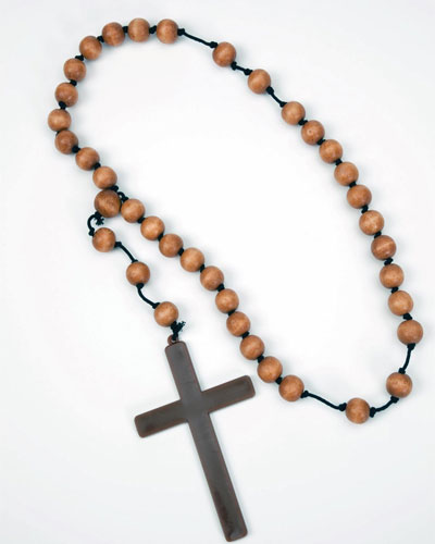 Monk's Cross with Wooded Rosary Beads