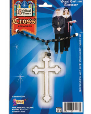 White Cross Necklace with Beads