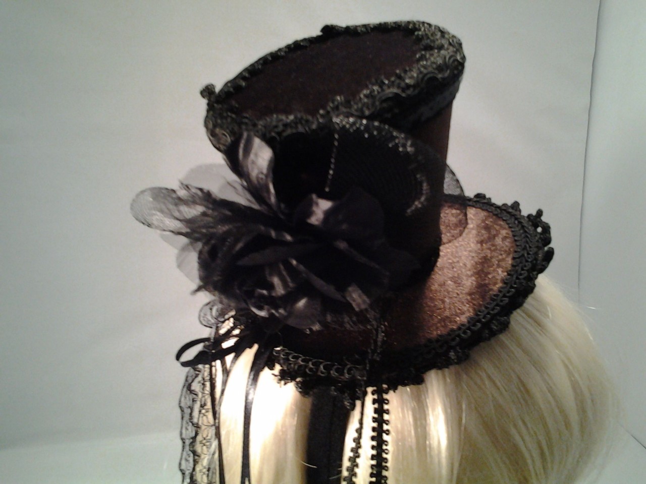 Brown Mini Steampunk Top Hat with Headband - Screamers Costumes