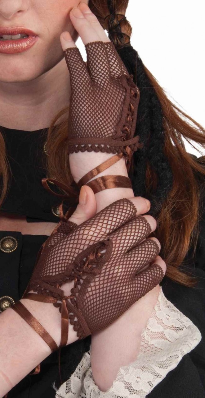 Brown Steampunk Fingerless Gloves