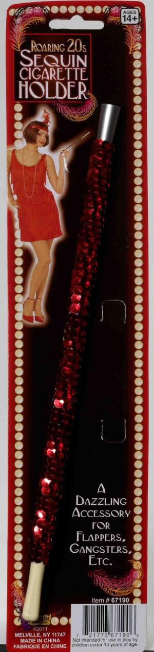 Red Sequin Long Cigarette Holder