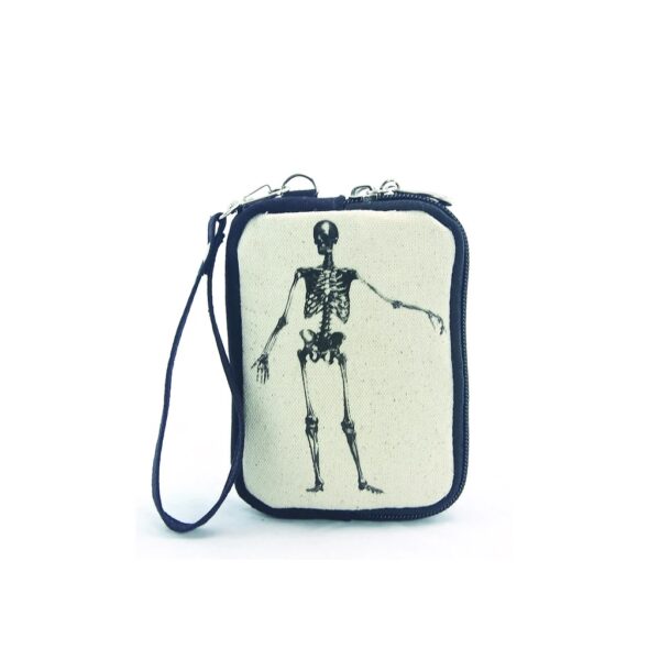 Vinage Print Skeleton Wristlet in Canvas Material