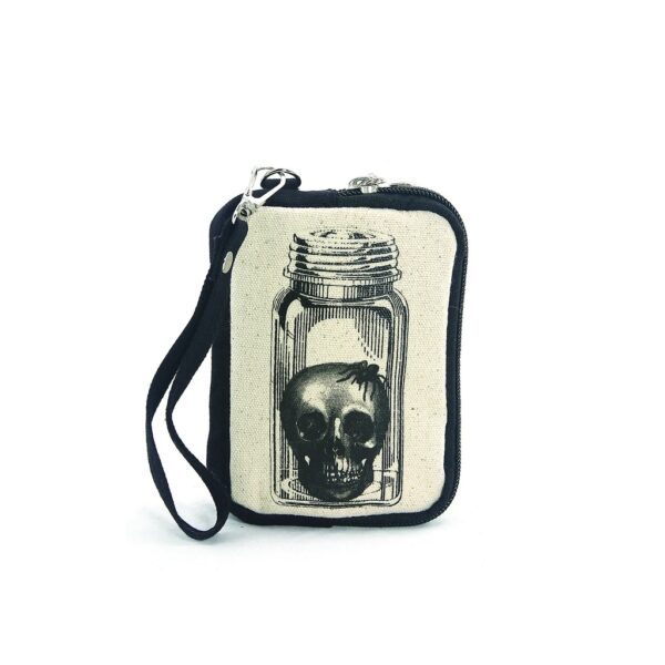 Vintage Print Head in a Jar Wristlet in Canvas Material