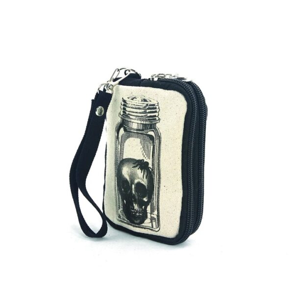 Vintage Print Head in a Jar Wristlet in Canvas Material