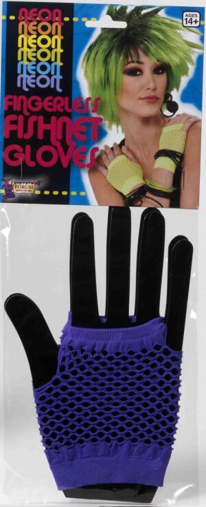 Fingerless Fishnet Gloves Purple