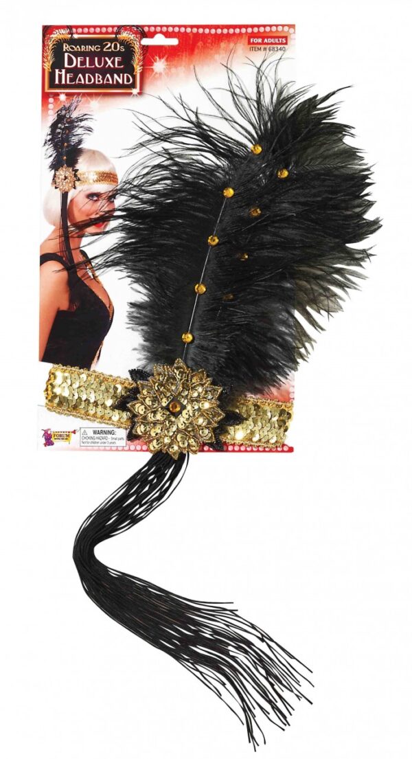 Deluxe Roarin 20's Black and Gold Headband