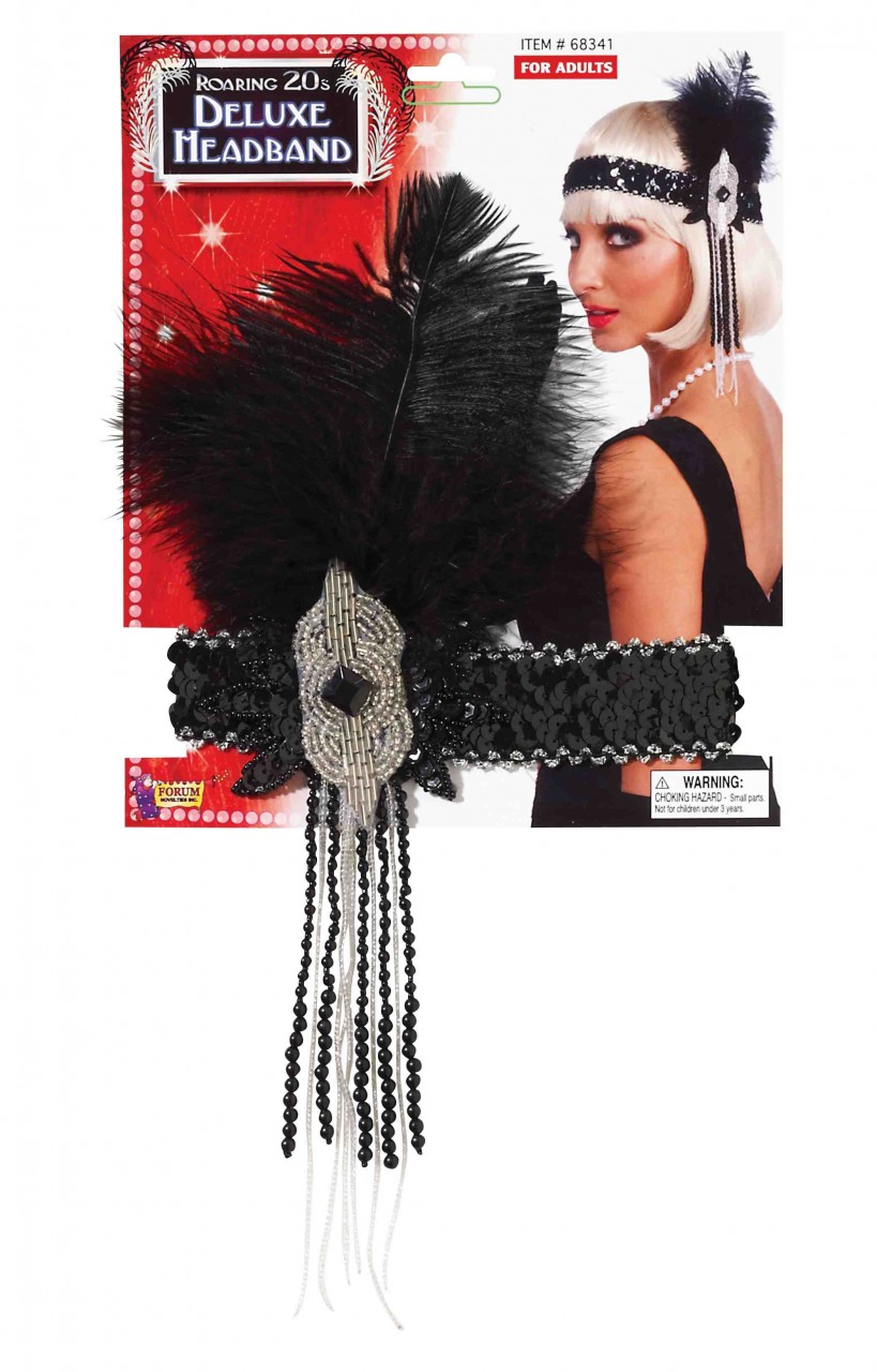 Black Sequin  Flapper Deluxe Headband