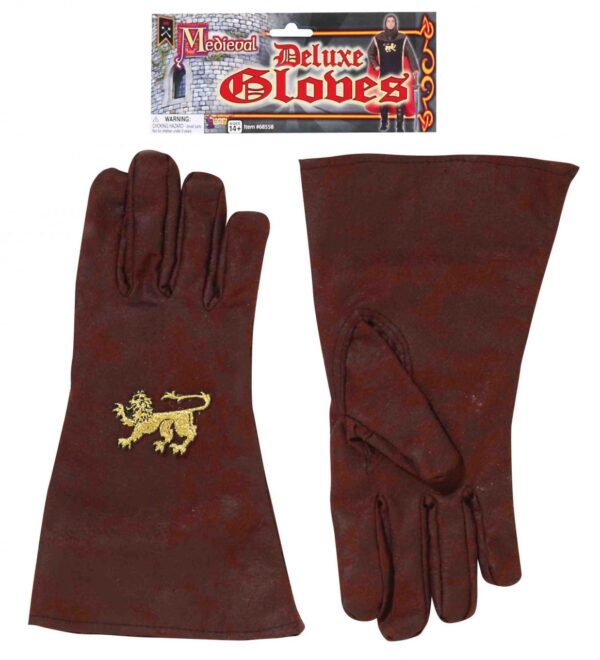 Adult Medieval Knight Brown Gloves