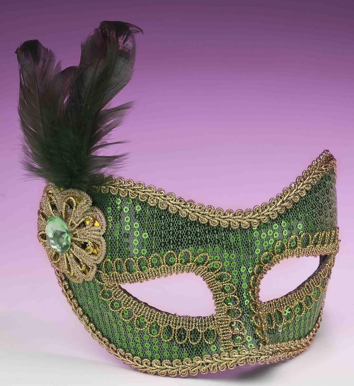Green Sequin Half Mask