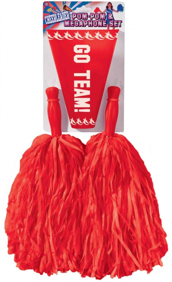 Pom Pom Set with Megaphone - Red