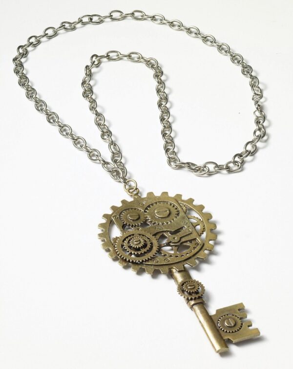Steampunk Skeleton Key Gear Necklace