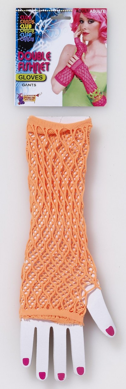 Double Fishnet Gloves Orange