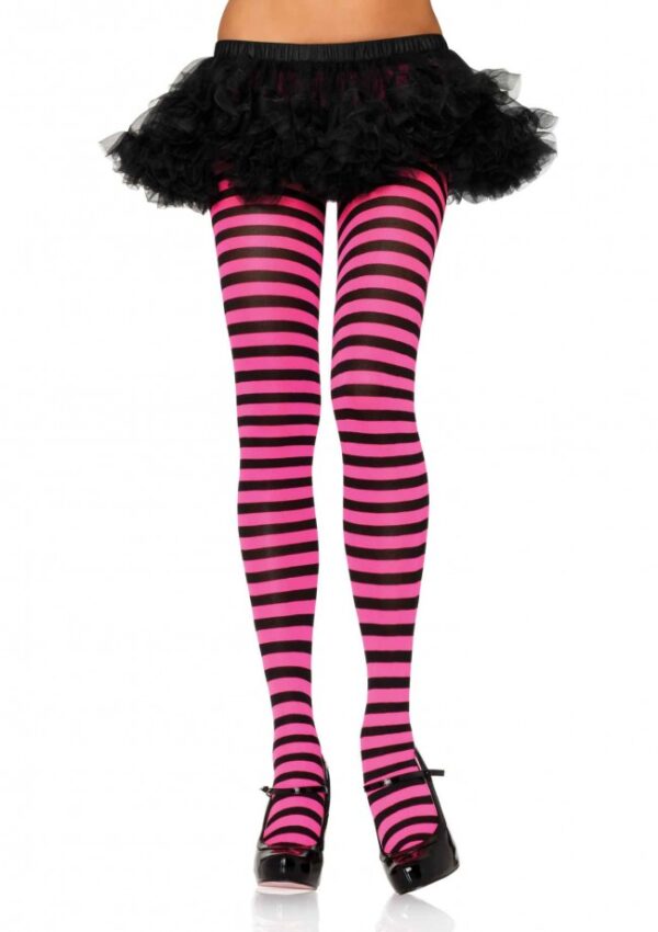 Black and Pink Striped Tights