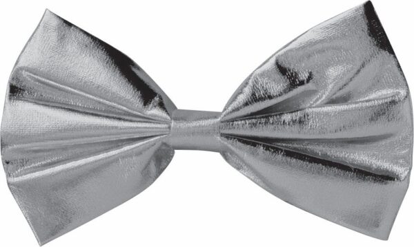 Silver Lame Clip On Bow Tie