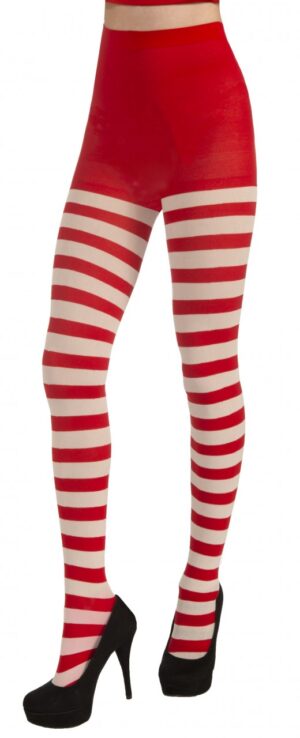 Adult Red and White Striped Tights