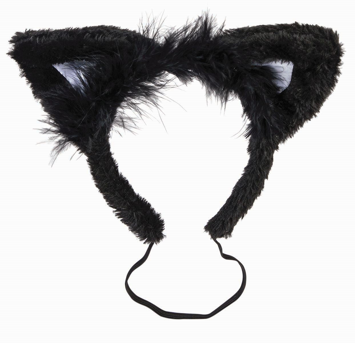 Black Cat Ears with White Satin Insert