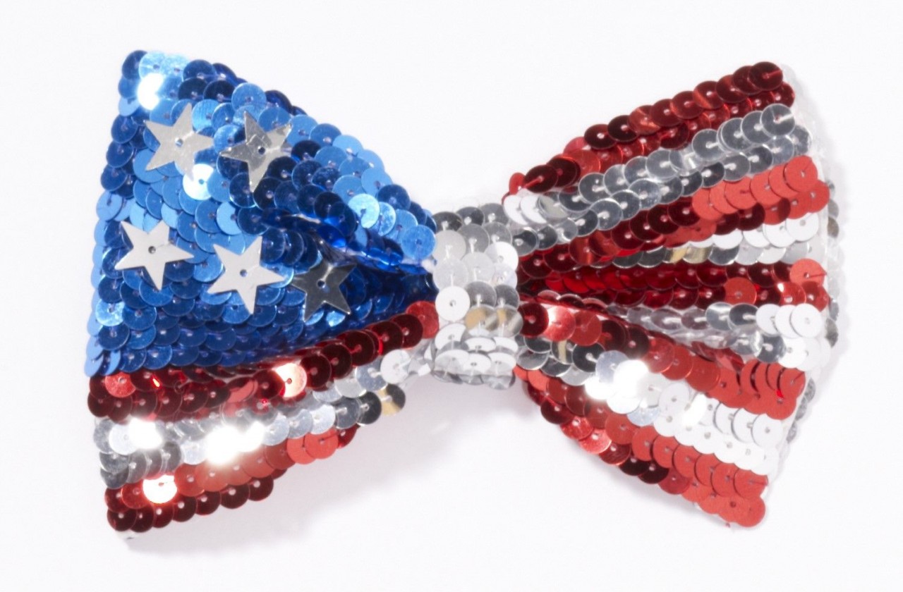 Red White and Blue Sequin Bow Tie