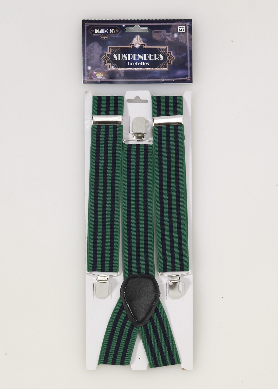 Roarin 20's Green and Blue Striped Suspenders