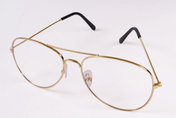 Gold Wire Frame Aviator Glasses with Clear Lenses