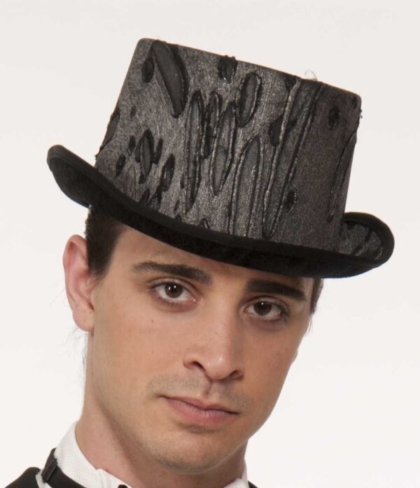 Dark Silver Gothic Top Hat