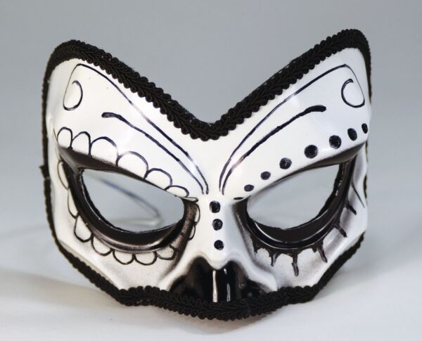 White and Black Half Skull Masquerade Mask