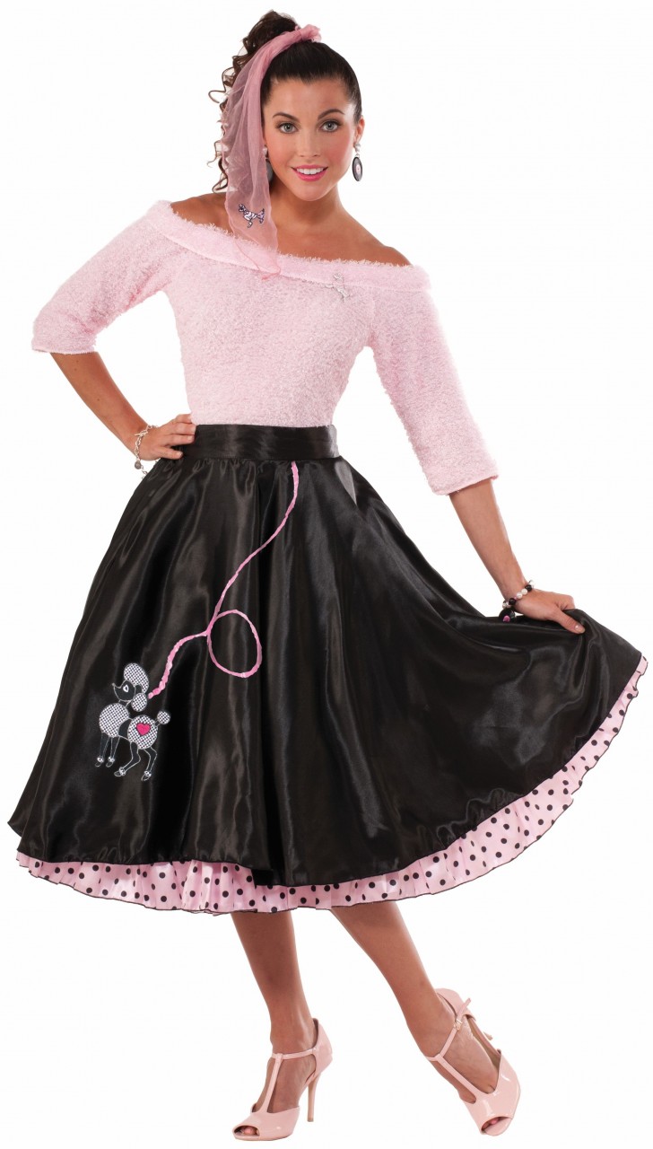 Black Poodle Skirt with attached Crinoline
