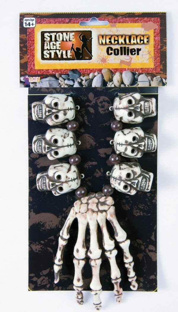 Skeleton Hand and Skull Necklace