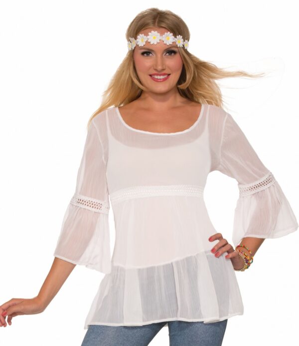 White Gauze Shirt Adult Hippie